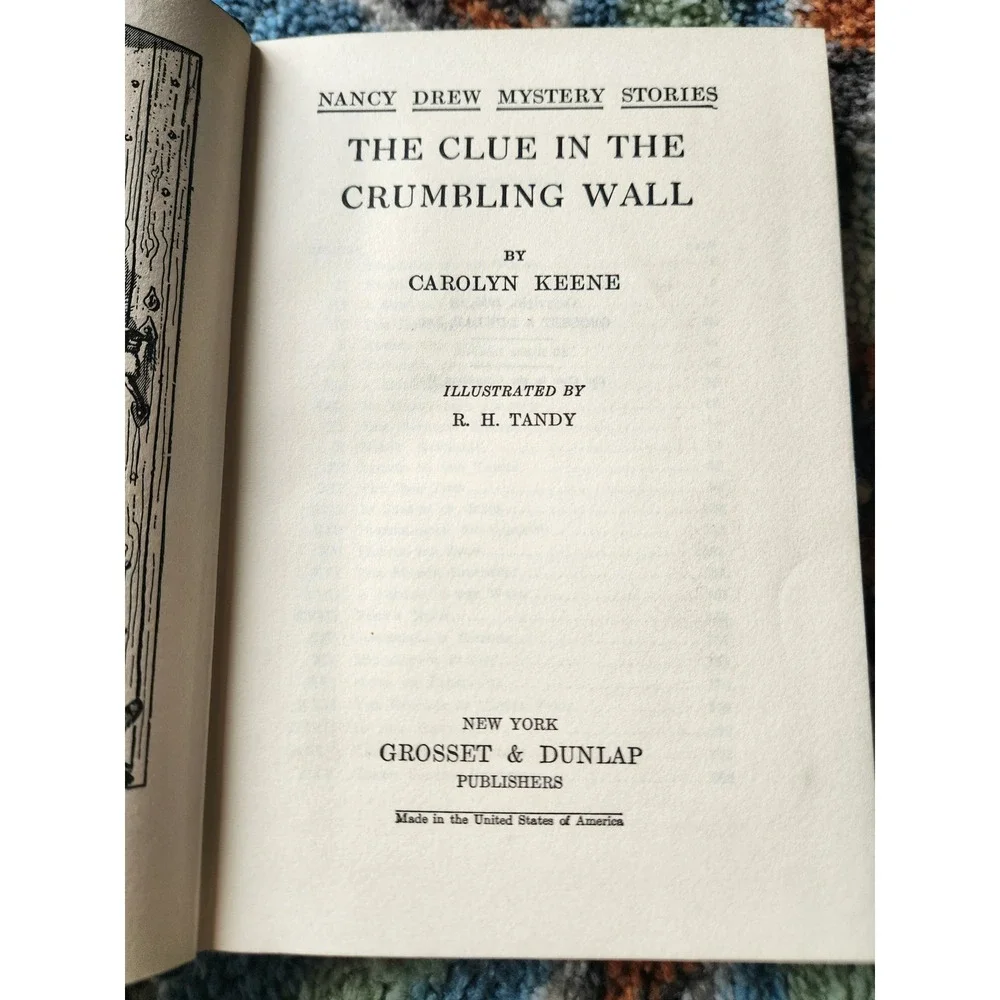 1959 Nancy Drew The Clue in the Crumbling Wall HC w/ Dust Jacket Blue‎ Tweed